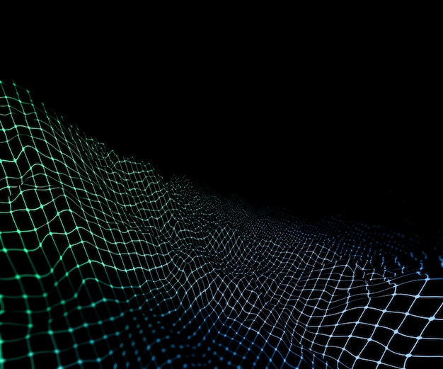 Foto gratuito render 3d de un terreno wireframe digital