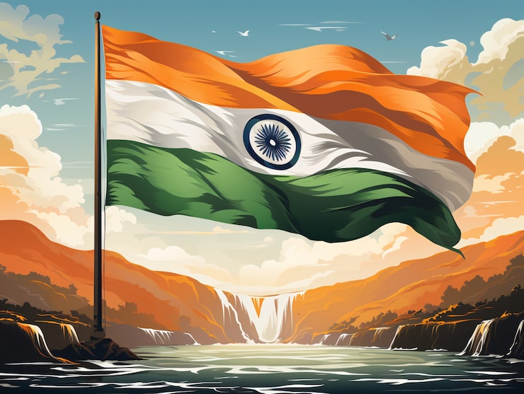 Photo Gratis seni digital perayaan hari republik india dengan bendera