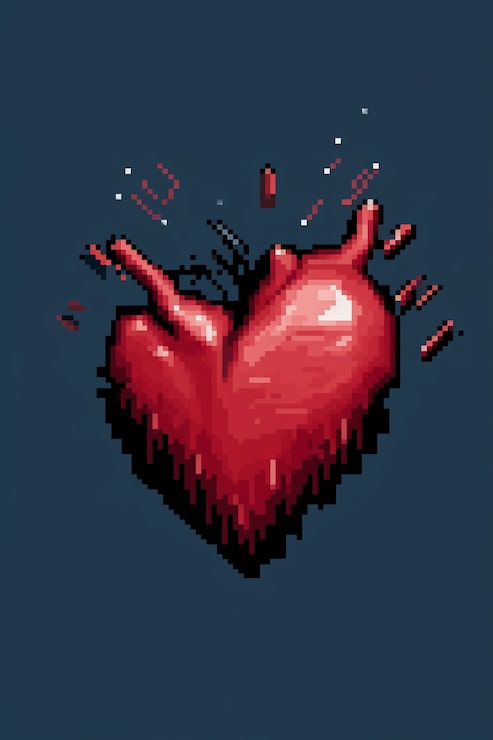 Foto gratuito illustrazione del cuore spezzato pixelata