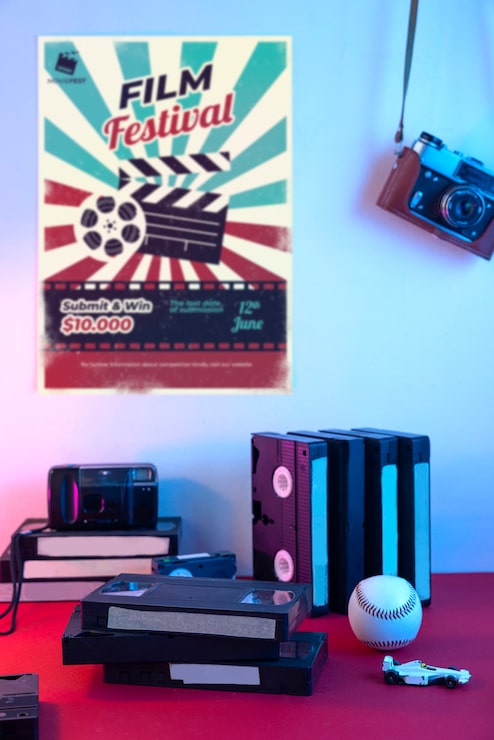 Foto gratuito imballaggio retrò vhs al chiuso