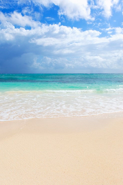 Foto gratuito parte della spiaggia nel mar dei caraibi in messico