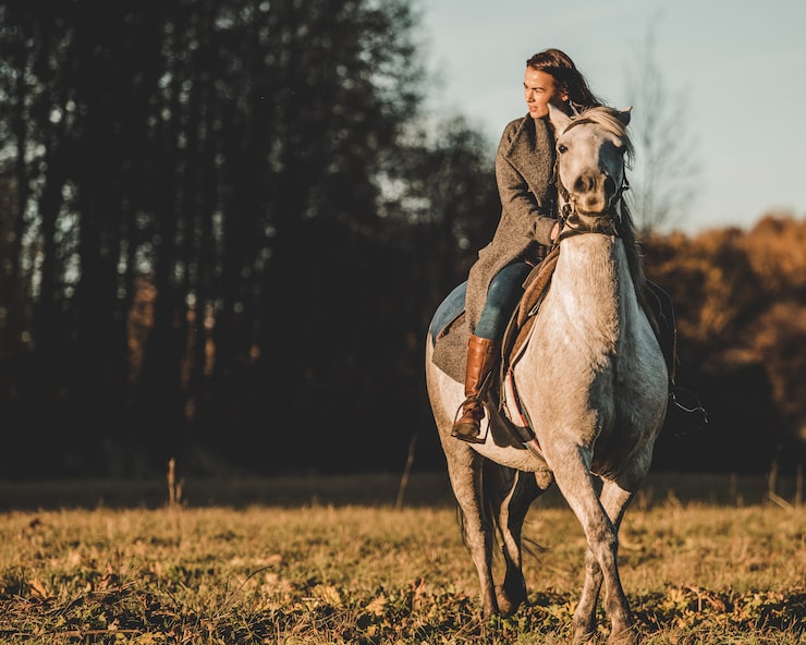 Foto gratuito ragazza cavalca un cavallo