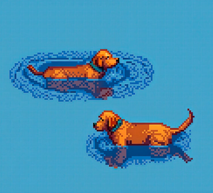 Foto gratuito scena in stile pixel con un adorabile cane da compagnia
