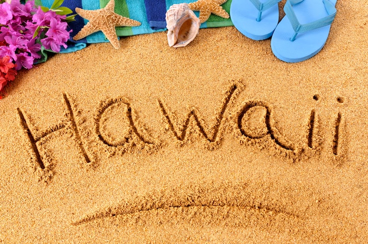 Foto gratuito scrittura della spiaggia delle hawaii