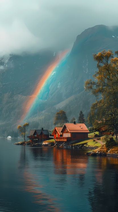Foto gratuito un arcobaleno onirico in una campagna