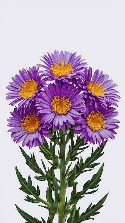 Photo aster diisolasi pada latar belakang putih