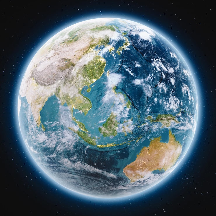 Photo bola dunia planet bumi di malam hari elemen gambar ini disediakan oleh nasa rendering 3d