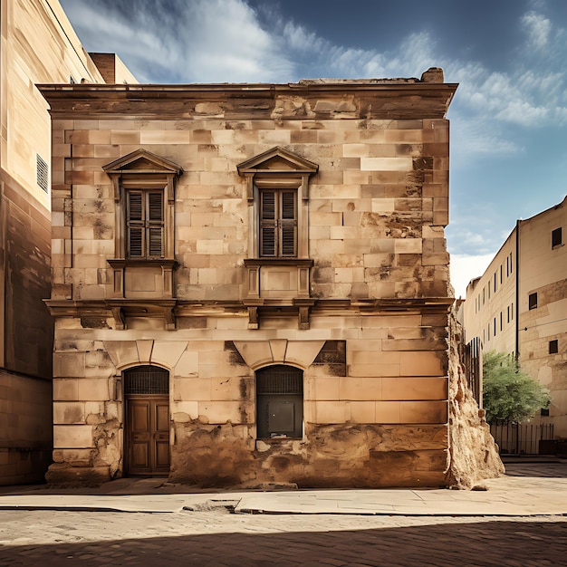 Foto c'è un edificio che ha un orologio sulla parte anteriore