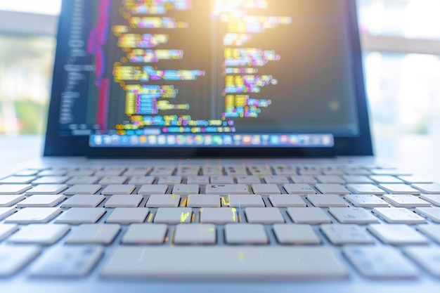 Foto codice di programma e tastiera del computer