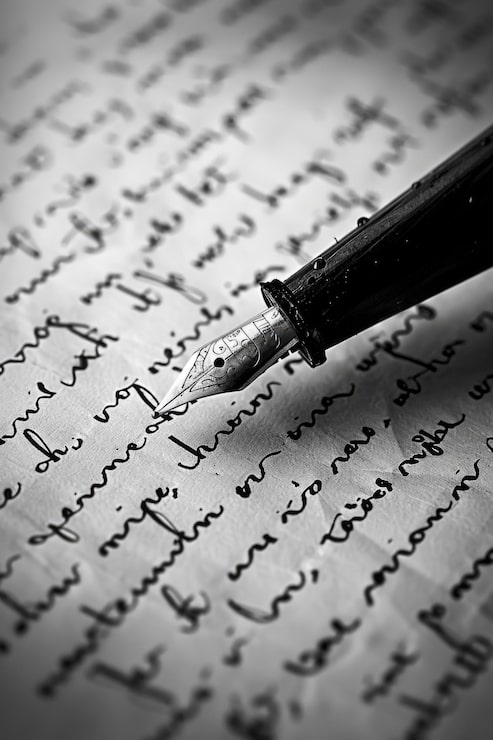 Foto penna stilografica con testo scritto a mano