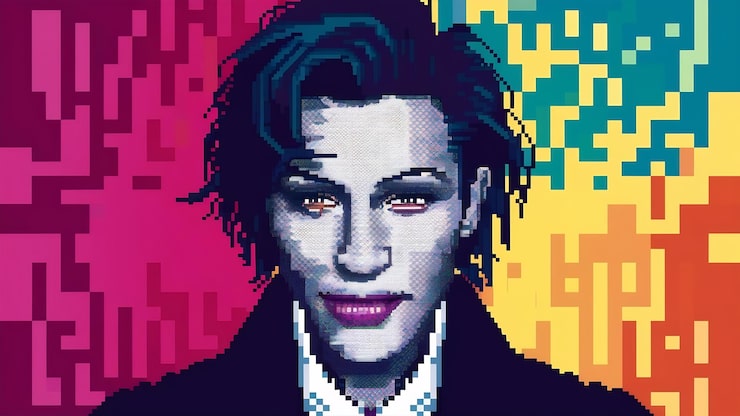 Foto pixel art design ritratto bitmap
