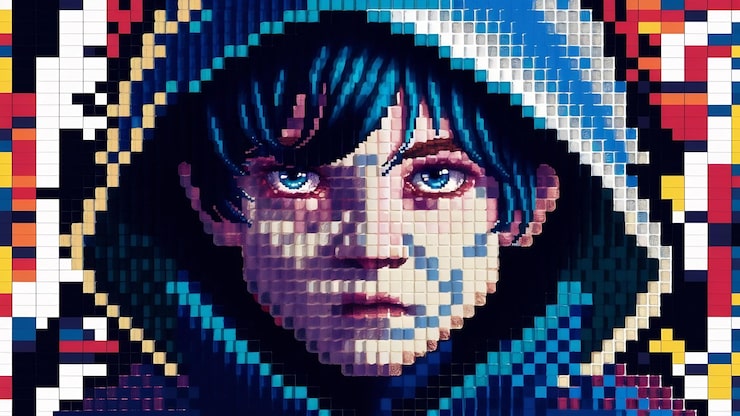 Foto pixel art design ritratto bitmap