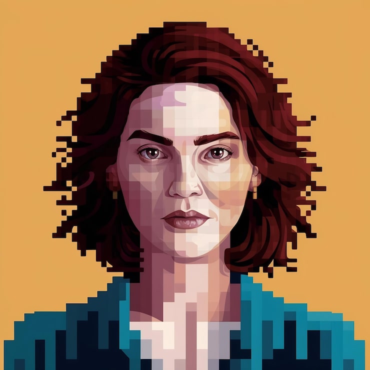 Foto pixel art design ritratto bitmap