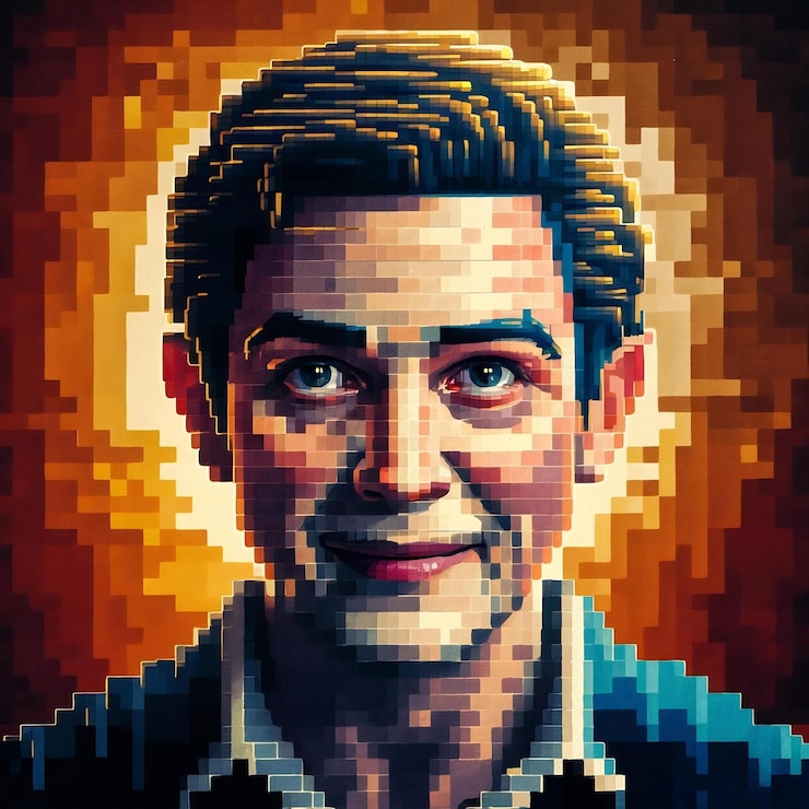 Foto pixel art design ritratto bitmap
