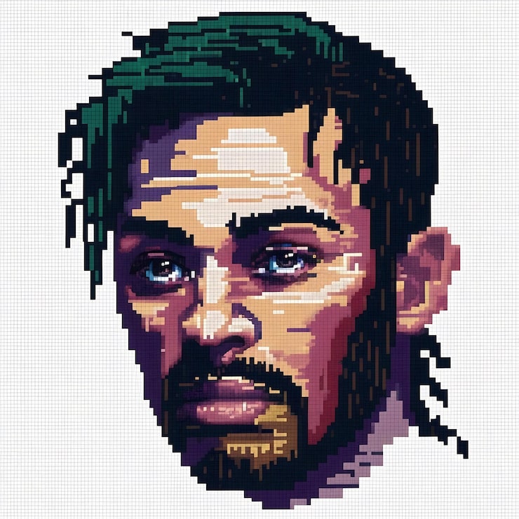 Foto pixel art design ritratto bitmap