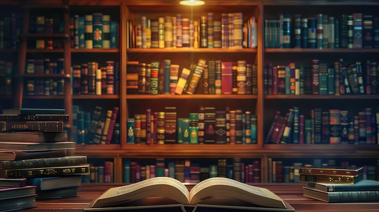 Foto superbo ufficio con un interno in legno lampada elegante e scrivania