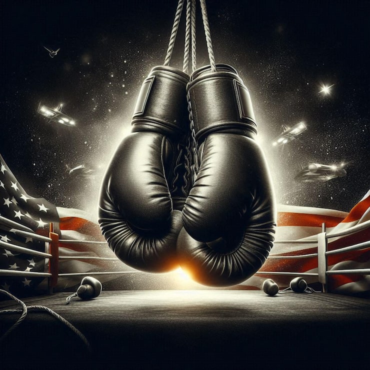 Foto un ring di boxe con un anello che dice boxe