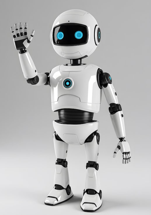 Foto un robot bianco amichevole che saluta