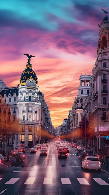 Foto una città è una città con molte strade ed edifici.