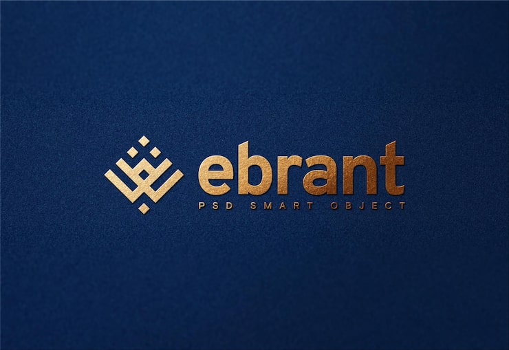 Fotografie maketa loga ebrant na modrém papíře