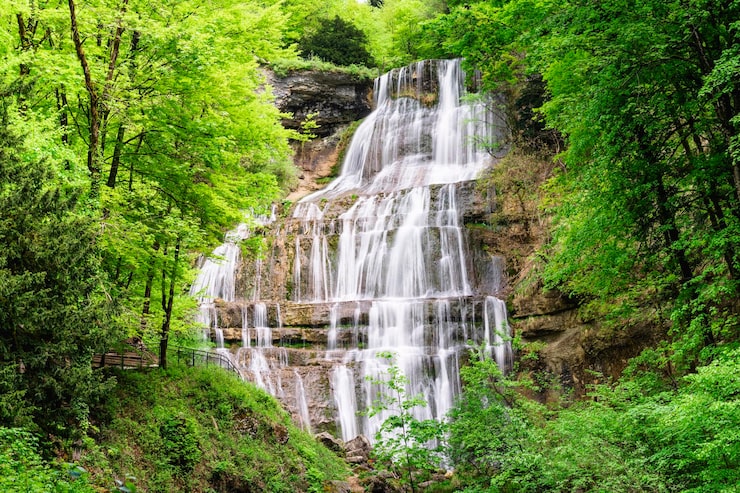 Zdarma Fotografie krásný výhled na cascade du herisson francie