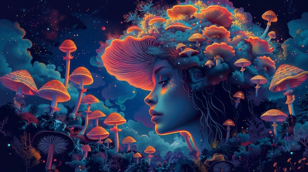 Zdarma Fotografie psychedelická ilustrace dívky