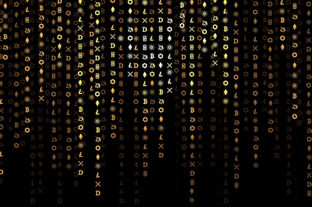 Foto grátis conceito de blockchain de código aberto com codificação de criptomoeda digital de fundo preto
