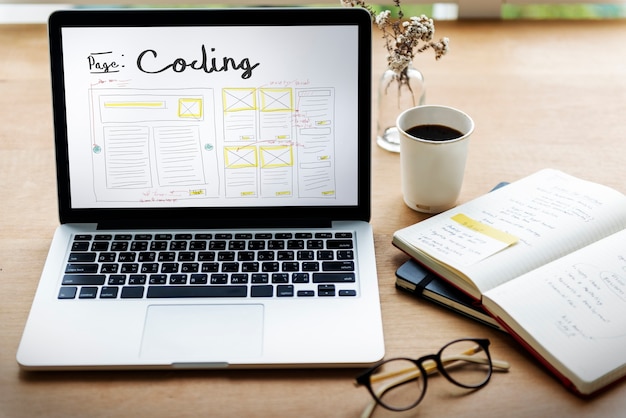 Foto grátis desenvolver coding web design coding template web