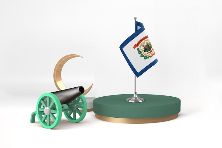 Foto grátis ramadan west virginia com canhão e crescente em fundo branco