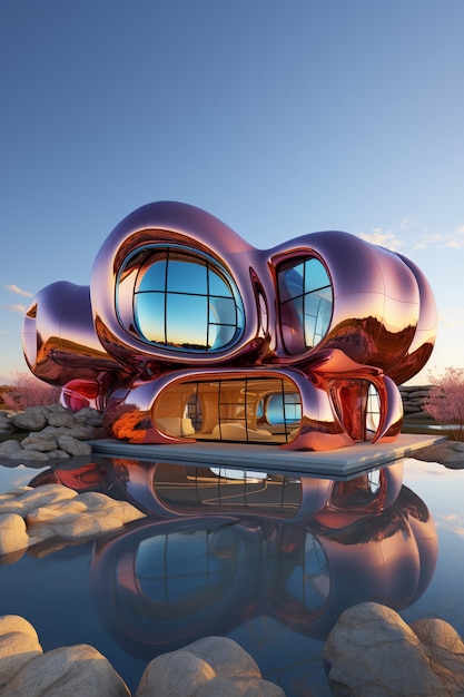 Foto grátis renderização 3d de edifício abstrato