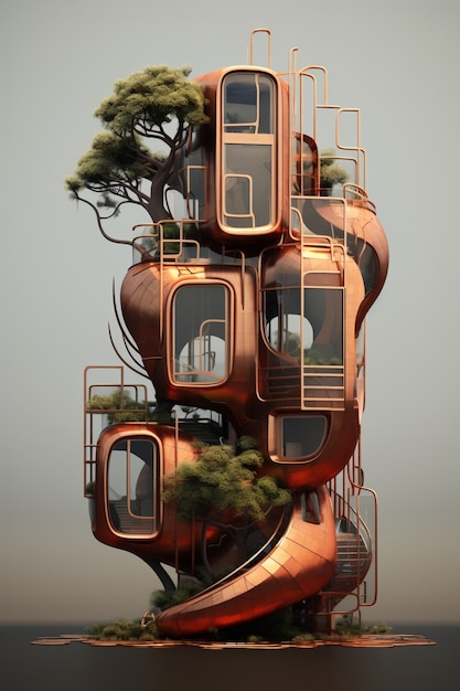 Foto grátis renderização 3d de edifício abstrato