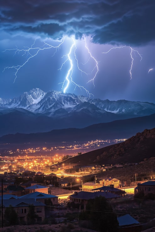 Foto grátis trovoada sobre a cidade