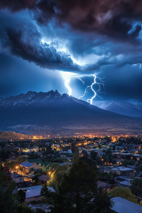 Foto grátis trovoada sobre a cidade