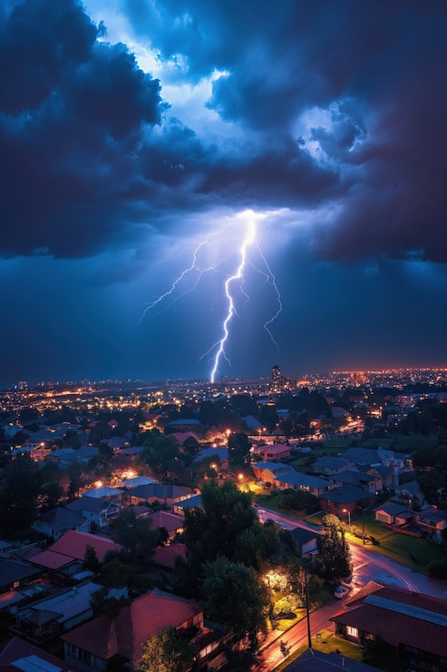 Foto grátis trovoada sobre a cidade