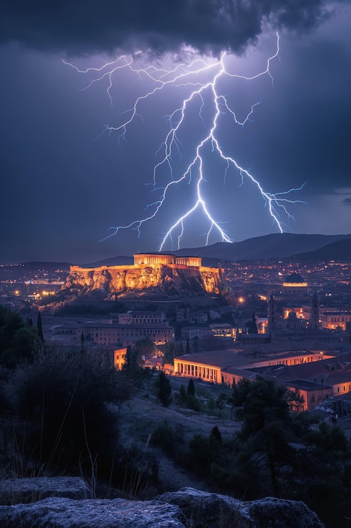 Foto grátis trovoada sobre a cidade