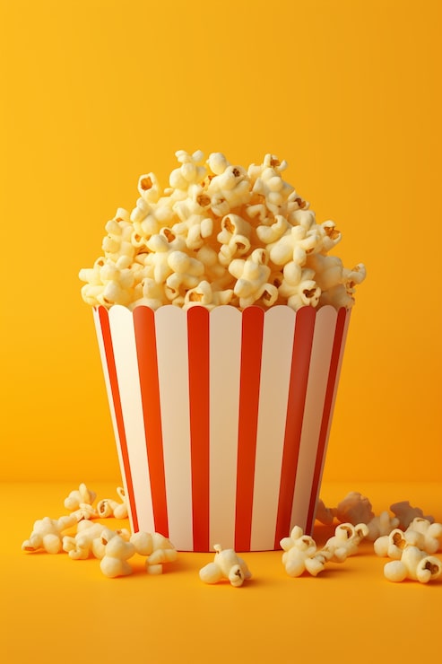 Foto grátis vista da xícara 3d de pipoca de cinema