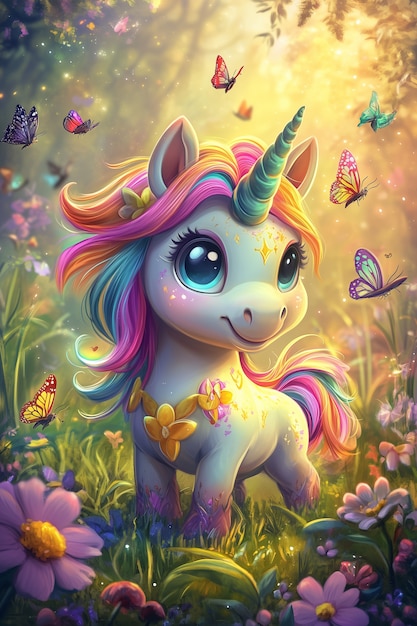 Kostenlose Foto fantasy-einhorn mit digitalem kunststil