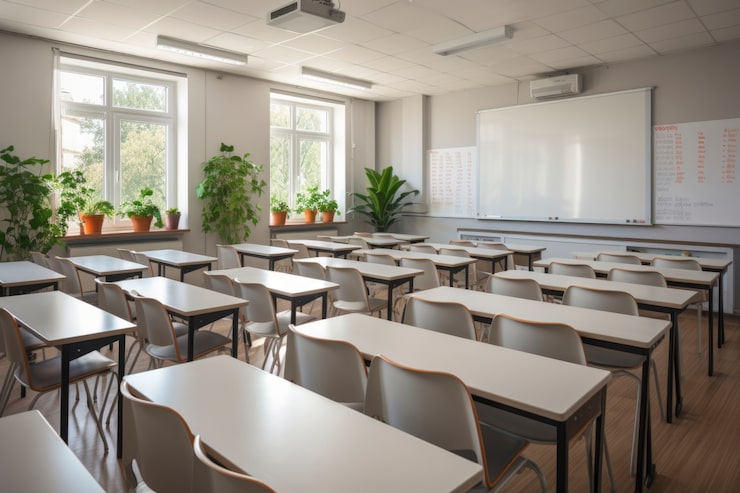 Kostenlose Foto sicht auf ein modernes klassenzimmer in einer schule