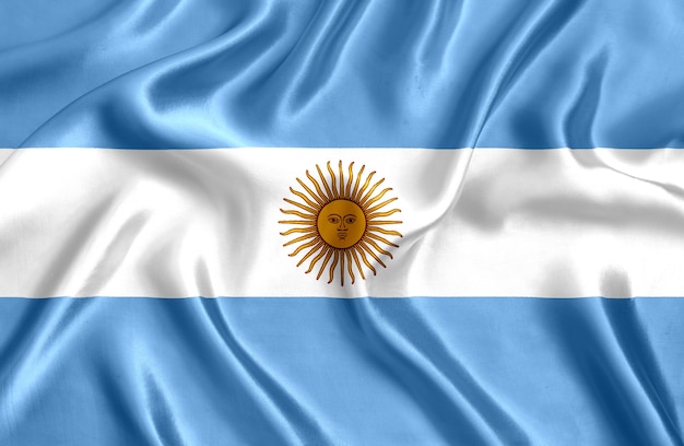 Foto bandera de argentina de cerca de seda