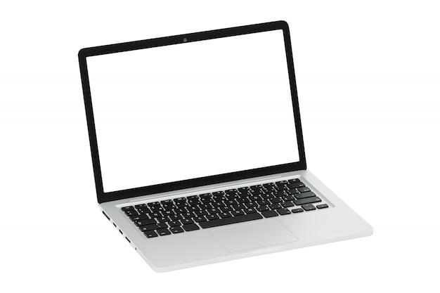 Foto computadora portátil moderna en blanco