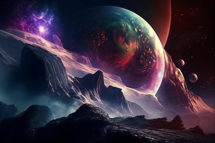 Foto el deleite astronómico los cuerpos celestes iluminan el oscuro cosmos