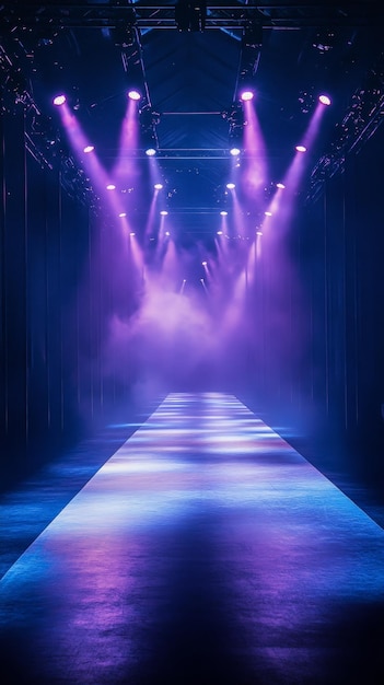 Foto la dramática pasarela de la moda con los reflectores