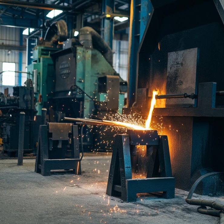Foto ein metallstück wird verwendet, um ein metallstück herzustellen