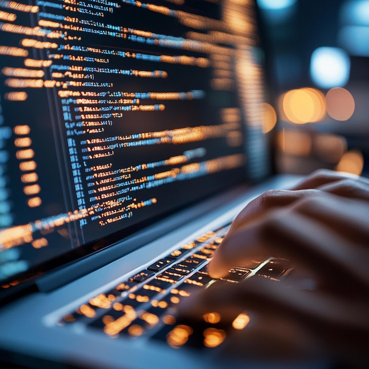 Foto eine nahaufnahme eines software-ingenieurs, der versionssteuerungssysteme wie git für das code-management verwendet