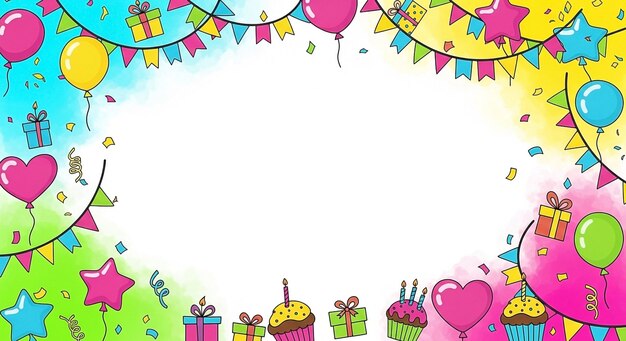 Foto fondo de marco multicolor para fiesta de cumpleaños
