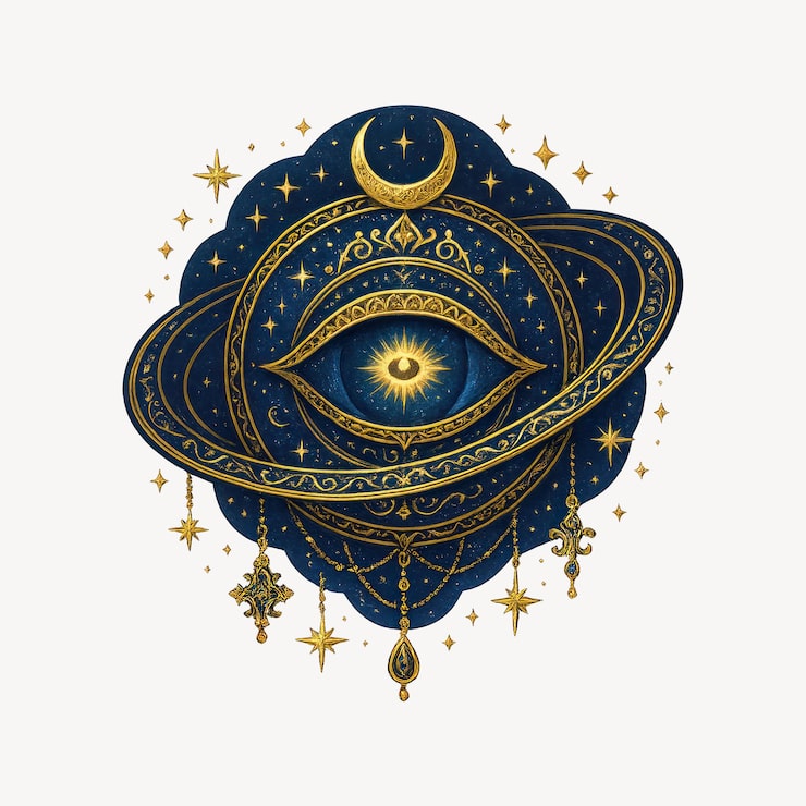 Foto ilustración de ojo celestial místico.