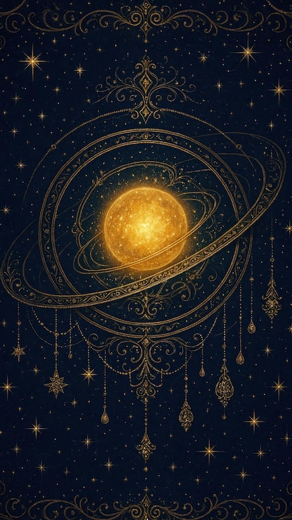 Foto ilustración de planeta dorado celestial