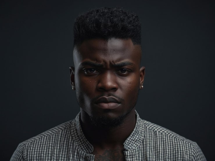 Foto un joven con piel negra y un quiff moderno brazos cr 3_1
