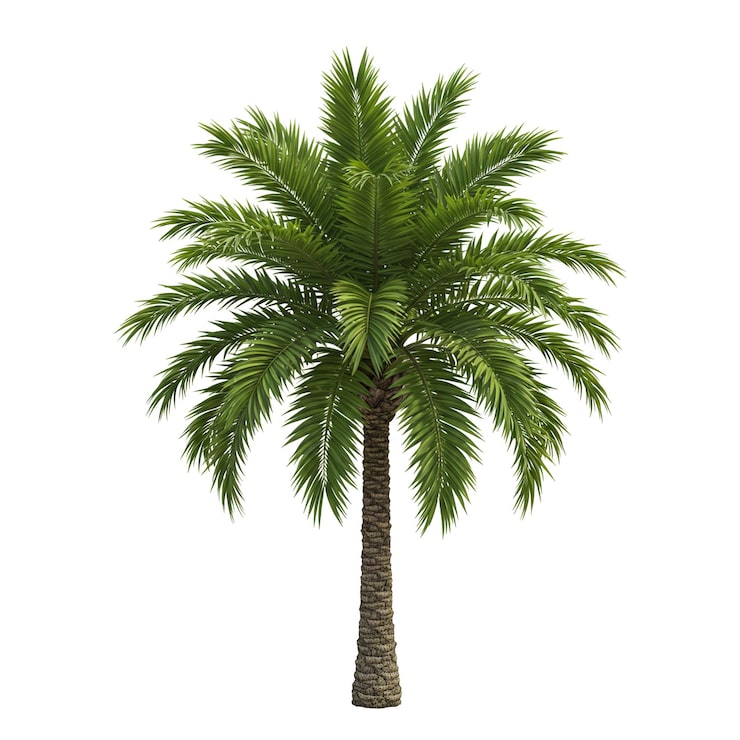Foto palmera tropical aislada sobre fondo blanco
