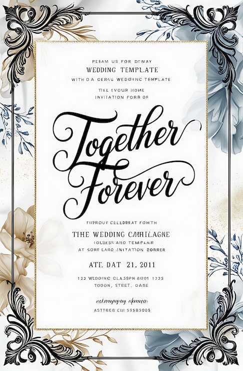 Foto plantilla de invitación digital de boda de lujo